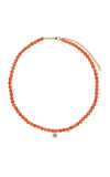 SYDNEY EVAN 14K GOLD; DIAMOND AND CORAL NECKLACE