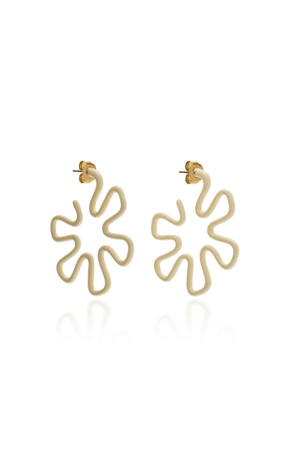 Bea Bongiasca Panna 9k Gold; Silver; And Enamel Earrings In White