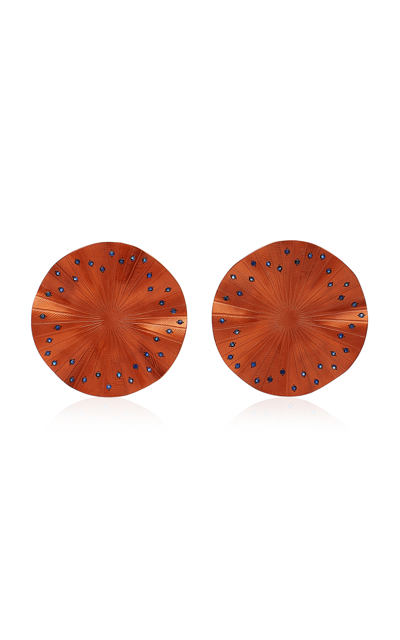 Anastasia Kessaris Women's Exclusive Disco Clique Titanium 18k Gold Sapphire Earrings Earrings In Orange