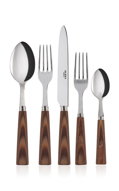 Sabre Nature Light Wood Five-piece Silverware Set In Brown