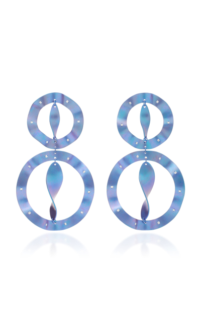 Anastasia Kessaris Women's Exclusive Dream Catcher Titanium 18k Gold Diamond Earrings In Blue