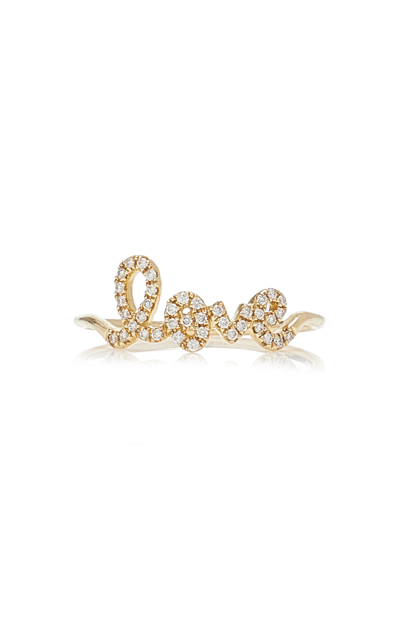 SYDNEY EVAN LOVE SCRIPT 14K GOLD DIAMOND RING