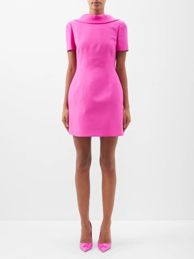 Valentino Open-back Bow-embellished Wool-blend Mini Dress In Pink