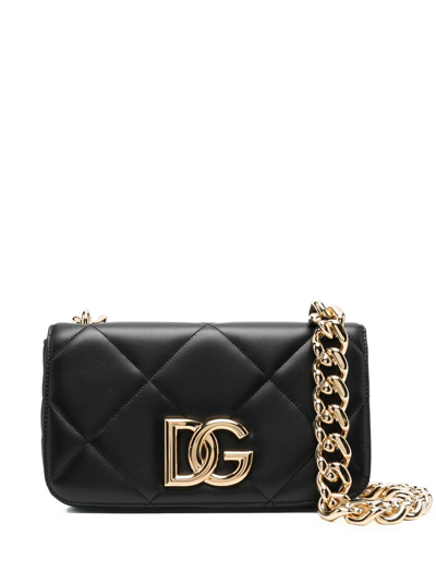 Dolce & Gabbana 3.5 Diamond-quilted Shoulder Bag In Black