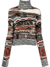 Missoni Brown Roll Neck Jacquard Sweater In Red