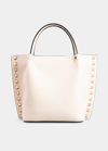 Valentino Garavani Rockstud Small Calfskin Top-handle Tote Bag In Light Ivory