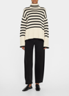 Totême Two-tone Design Turtleneck Jumper In Beige Overflow