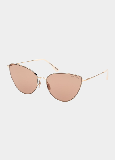 Tom Ford Anais Metal Cat-eye Sunglasses In Pink