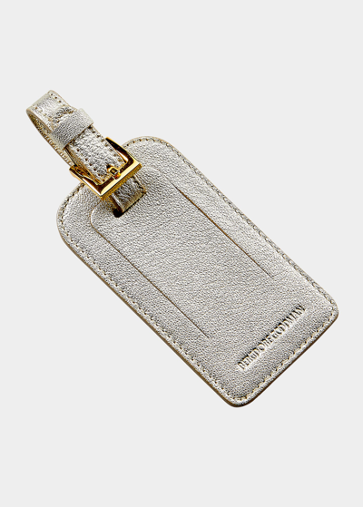 Bergdorf Goodman Leather Luggage Tag In Platinum