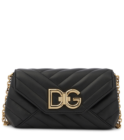 Dolce & Gabbana Small Quilted Leather Shoulder Bag In Black