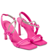 Simkhai Women's Cassie Crystal-strap Satin Sandals In Punch