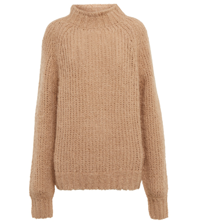 Moncler Alpaca Wool-blend Jumper In Brown