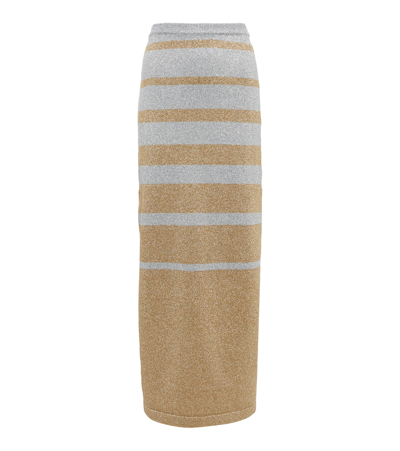 Paco Rabanne Metallic-weave Knitted Maxi Skirt In Multicolore