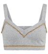 Rabanne Metallic Knit Crop Tank Top In Gold / Silver