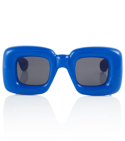 Loewe Injected 41mm Square Sunglasses In Shiny Blue / Smoke