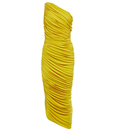 Norma Kamali Diana One-shoulder Jersey Midi Dress In Yellow