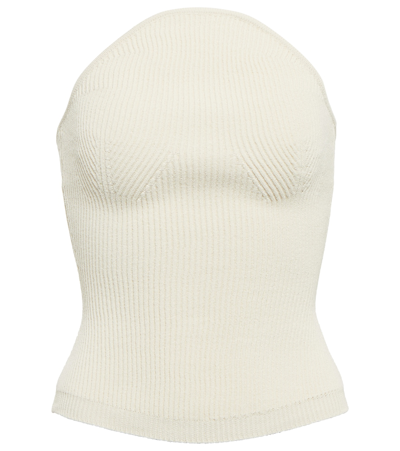 Khaite Jericho Strapless Ribbed-knit Top In White