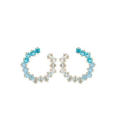 Suzanne Kalan Sideways Spiral 14kt Gold Earrings In Bluemix/yg