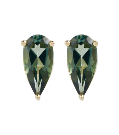 Suzanne Kalan Ayda 14kt Gold Stud Earrings With Topaz In Green/yg