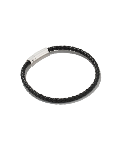 Kendra Scott Evans Corded Bracelet In Oxidized Silver Black Leather