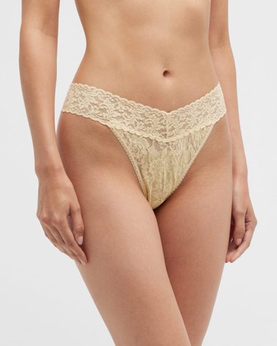 Hanky Panky Stretch Lace Traditional-rise Thong In Shortcake Yellow