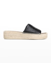 Vince Jesse Leather Platform Espadrille Sandals In Black