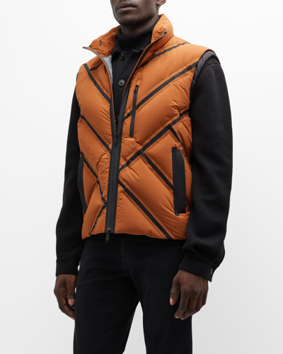 Zegna Quilted Down Laminated-shell Gilet In Brown