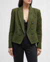 L'agence Brooke Double-breasted Crop Blazer In Dark Moss