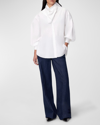 Another Tomorrow Scarf Neck Blouse In White