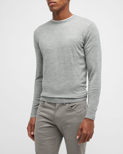 Peter Millar Excursionist Merino Wool-blend Sweater In Gale Grey