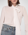 Another Tomorrow Scarf Neck Blouse In Red