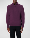 Bugatchi Reversible Knit Quarter Zip Pullover In Plum