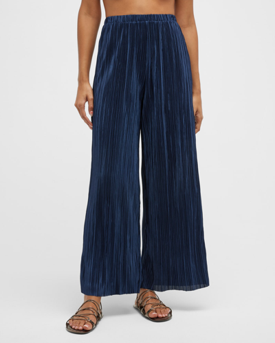 Onia Plisse Wide-leg Pants In Deep Navy