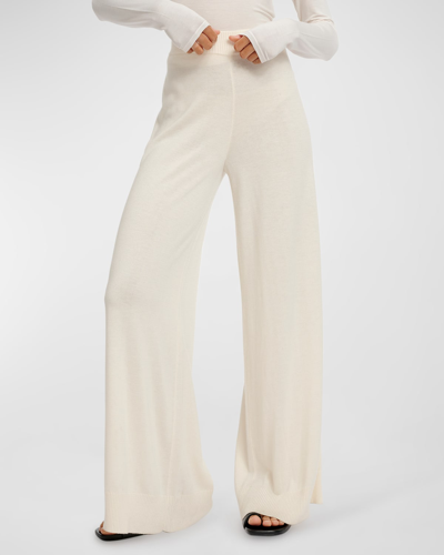 Splendid Wide-leg Knit Sweater Pants In Coconut