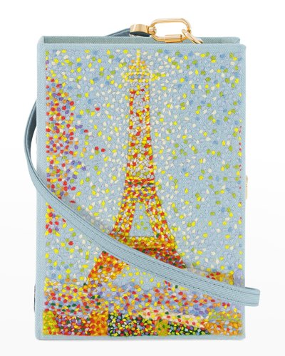 Olympia Le-tan Eiffel Tower Seurat Book Clutch Bag In Baby Blue Pierre
