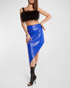 As By Df Marianna Feather Crop Top In Black
