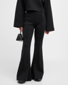 Frame Stretch-knit Flared Pants In Noir