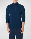 Bugatchi Reversible Knit Quarter Zip Pullover In Navy