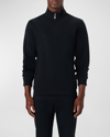 Bugatchi Reversible Knit Quarter Zip Pullover In Caviar