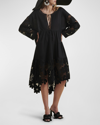 ANNE FONTAINE KARIA HIGH-LOW FLORAL LACE MIDI DRESS