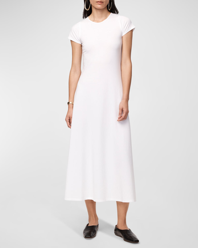 Another Tomorrow Short-sleeve Jersey Midi-dress In White