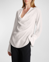 Halston Luisa Cowl-neck Top In Champagne