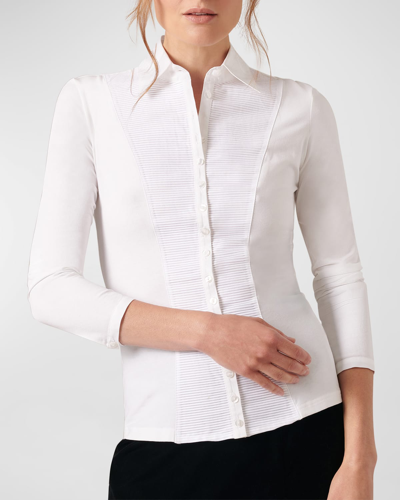 Anne Fontaine Clodie Pleated Button-down Blouse In White