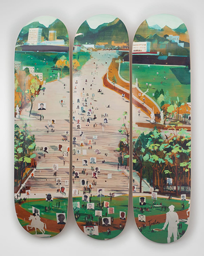 The Skateroom Idol Hands By Jules De Balincourt Skateboard Triptych Wall Art, Hand-signed