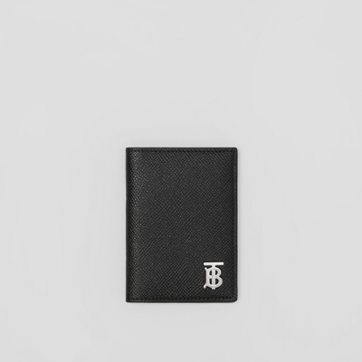 Burberry Monogram Motif Grainy Leather Folding Card Case In Black