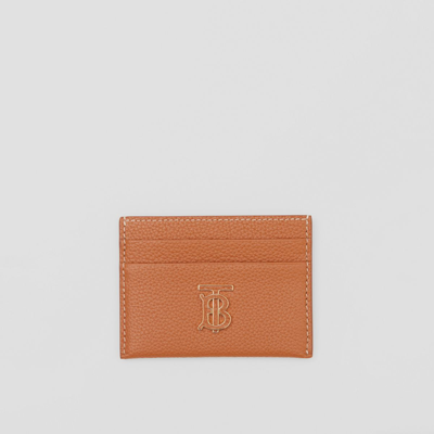 Burberry Grainy Leather Tb Card Case In Brown