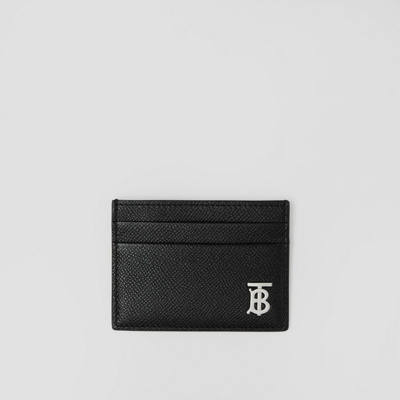 Burberry Monogram Motif Grainy Leather Card Case In Black