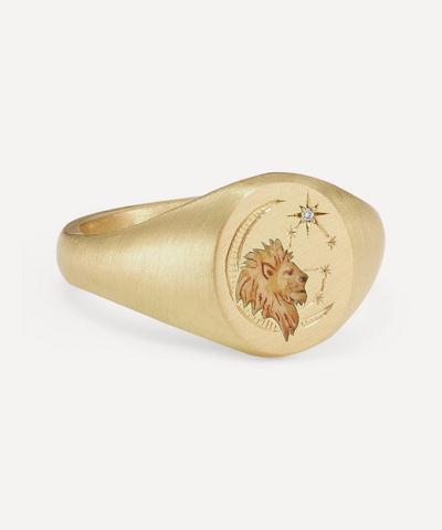 Cece Jewellery 18ct Gold Star Sign Leo Signet Ring In Gold