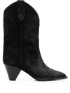 Isabel Marant Duerto 40 Western Suede Boots In Black