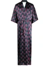 Ozwald Boateng Geometric-print Tie-waist Long Jacket In Red
